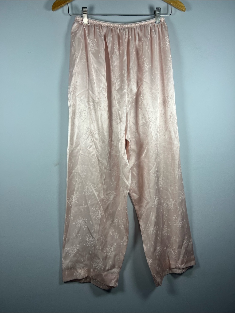 Vintage 80s Christian Dior Light Pink Lace Floral Pajama Set Medium - Picture 4 of 15